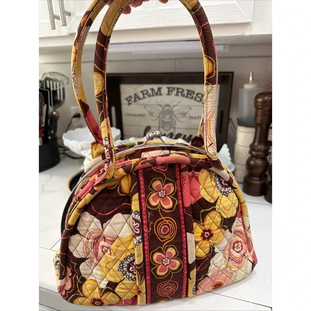Vera Bradley Buttercup Shoulder Purse Retired Retro Pattern Quilted Hobo Bag
